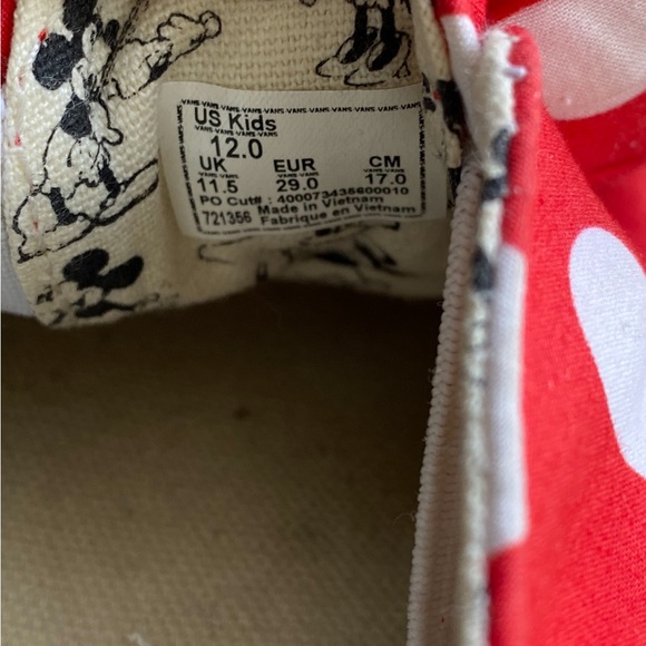 Vans x Disney Minnie Mouse Gore Bow Kids Sneakers - SZ 12 C - Picture 9 of 13